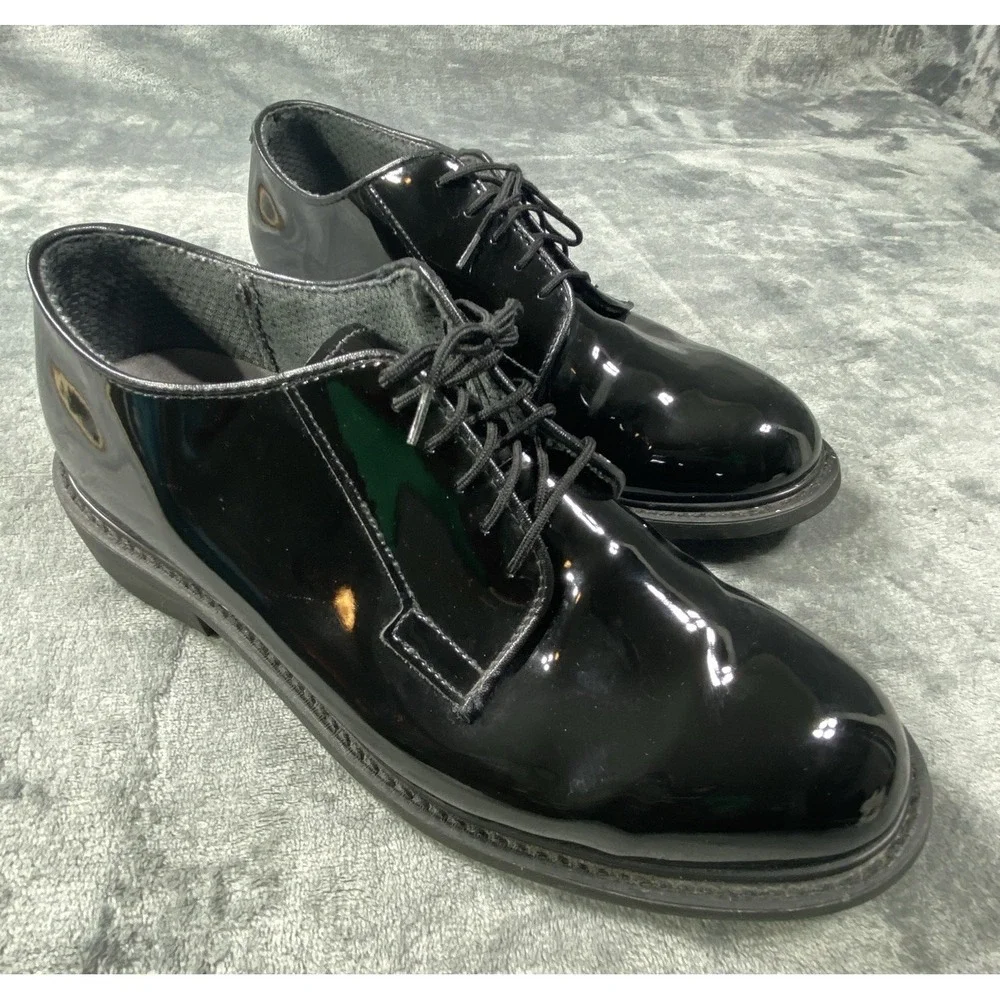 Bates Dress‎ Shoes Size 10 Black Shiny Lace-Up Vibram Business Military Gloss